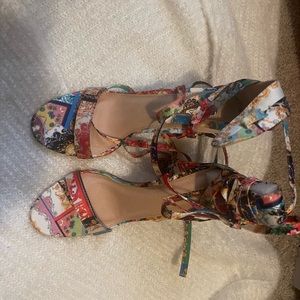 Multi color heel sandal